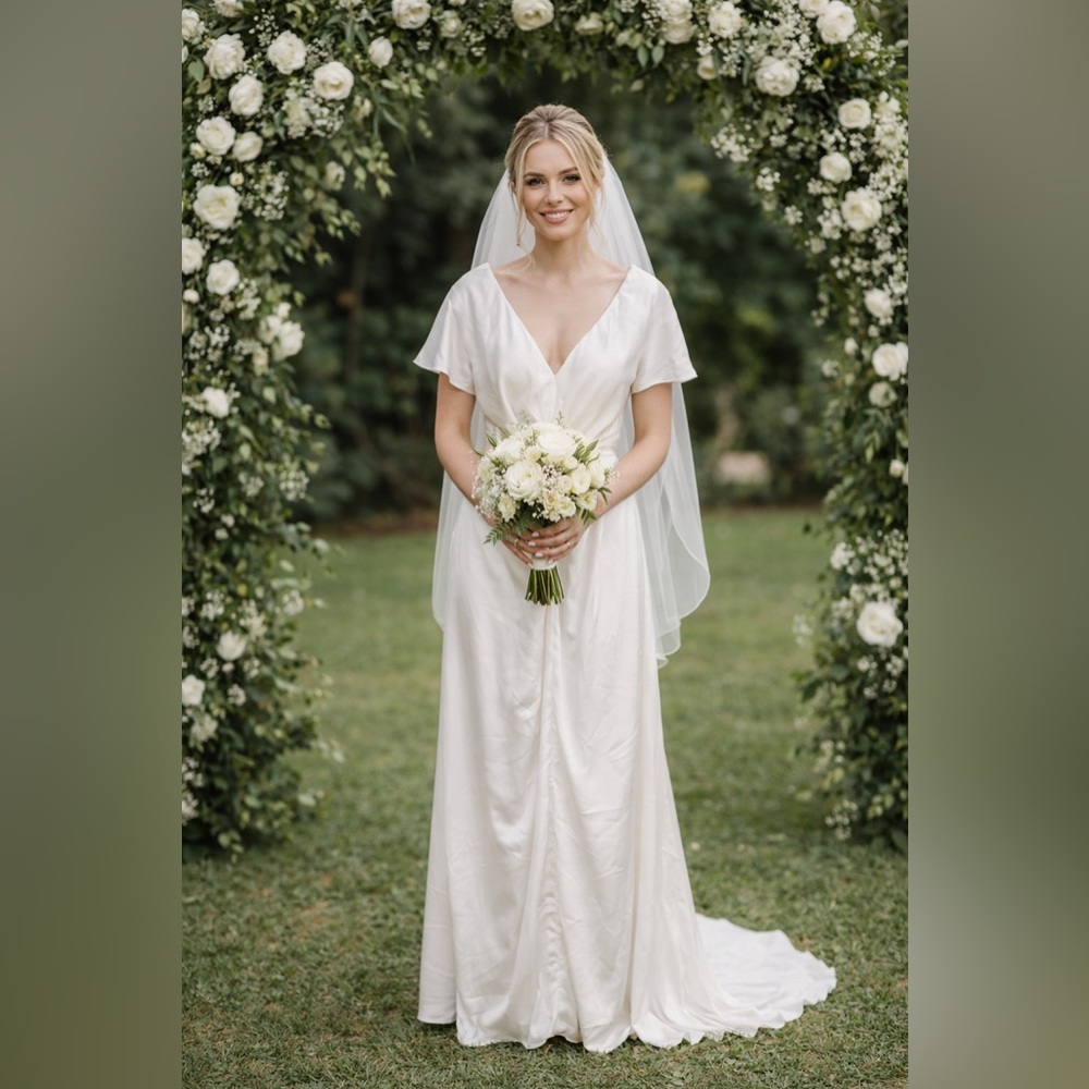 Stacees bridesmaids Wedding Ivory Dress Sz‎ 12 NWT
